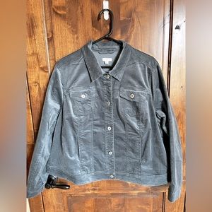 J Jill Stretch Velveteen Jean Jacket - Smoky Sage - XL NWT
